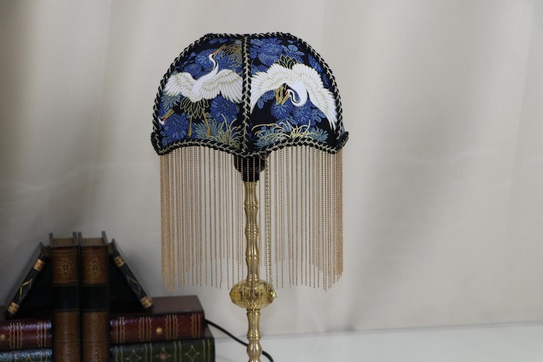 Handmade Brass Crane Table Lamp: Retro Tassel Bedroom Desk Light Housewarming Gifts Style 2