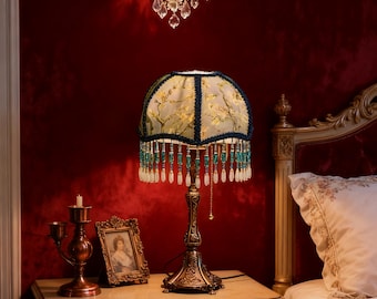 Handgemachte Apricot Blossom Tischlampe: Retro Bronze Nachttischlampe