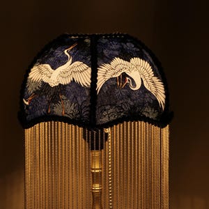Handmade Brass Crane Table Lamp: Retro Tassel Bedroom Desk Light Housewarming Gifts image 3