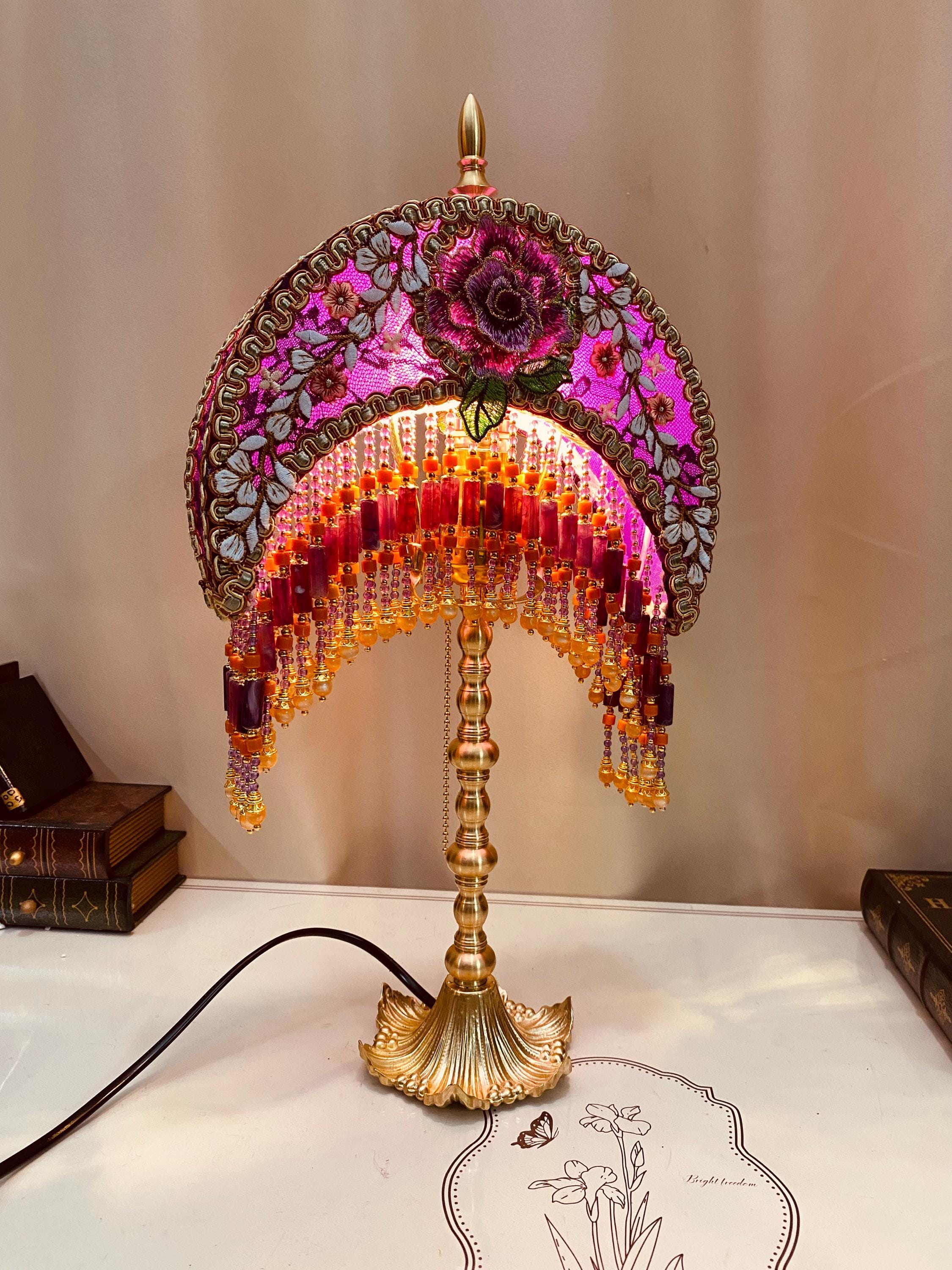 Lamp with glass roses shade - Etsy 日本