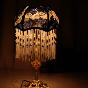 Handmade Brass Crane Table Lamp: Retro Tassel Bedroom Desk Light Housewarming Gifts image 11
