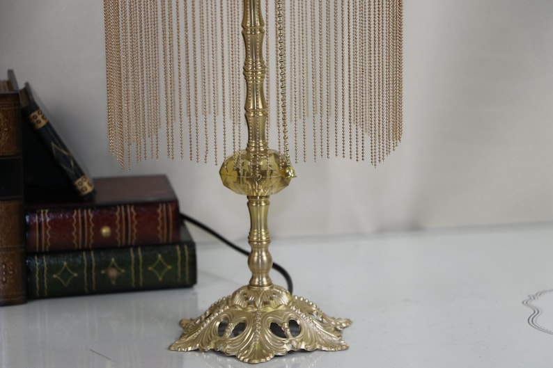 Handmade Brass Crane Table Lamp: Retro Tassel Bedroom Desk Light Housewarming Gifts image 12
