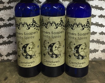 Cerridwen Scented 4oz Body Spray Vanilla, Oak, Bourbon Body Spritz Fragrance Hair Conditioner Spray Perfume Scented Body Mist