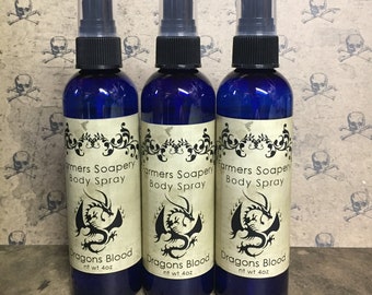 Dragons Blood Scented 4oz Body Spray Sensual and Dark Body Spritz Fragrance Hair Conditioner Spray Perfume Scented Body Mist