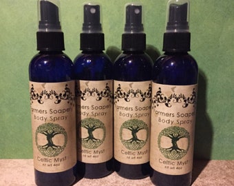 Celtic Myst Scented 4oz Body Spray Body Spritz Fragrance Hair Conditioner Spray Perfume Scented Body Mist