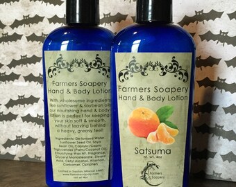 Satsuma Hand & Body Lotion 4oz Moisturizing Scented Mandarin Citrus Moisturizing Lotion for Dry Skin on Face, Body, Hands