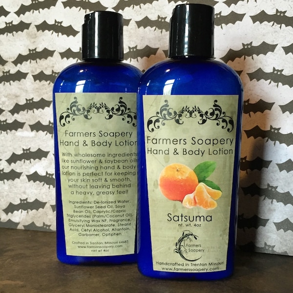 Satsuma Hand & Body Lotion 4oz Moisturizing Scented Mandarin Citrus Moisturizing Lotion for Dry Skin on Face, Body, Hands