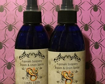 Lady Lilith Room &amp; Linen Spray 4oz - fruits, florals, sinfully sweet Air Freshener Room Spritz Home Fragrance Refresher Car Spray