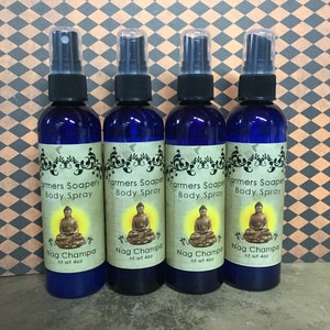 Nag Champa Scented 4oz Body Spray Sandalwood Body Spritz Fragrance Hair Conditioner Spray Perfume Scented Body Mist