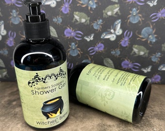 Witches Brew Shower Gel - Liquid Soap, Body Wash, Bubble Bath - 8oz - Vegan, Hypoallergenic, Cruelty-Free Soap