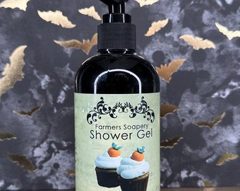 Pumpkin Cupcake Shower Gel - Liquid Soap, Body Wash, Bubble Bath - 8oz Bottle - Vegan, Hypoallergenic, Cruelty-Free Soap