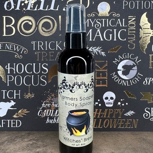Witches&#39; Brew Scented 4oz Body Spray Spicy Patchouli & Cloves Body Spritz Fragrance Hair Conditioner Spray Perfume Scented Body Mist