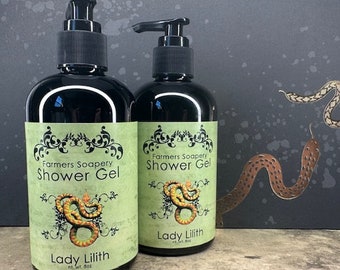 Lady Lilith Shower Gel - Liquid Soap, Body Wash, Bubble Bath - fruit, melon, sweet - 8oz - Vegan, Hypoallergenic, Cruelty-Free Soap