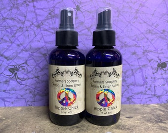 Hippie Chick Room & Linen Spray 4oz Bottle - lavender and patchouli Air Freshener Room Spritz Home Fragrance Refresher Car Spray