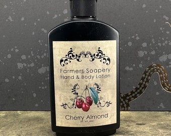 Cherry Almond Lotion - 4oz Hand and Body Moisturizing Lotion for Dry Skin on Face, Body, Hands