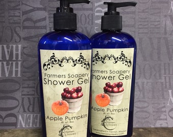 Apple Pumpkin Shower Gel - Liquid Soap, Body Wash, Bubble Bath - 8oz - Vegan, Hypoallergenic, Cruelty-Free Soap