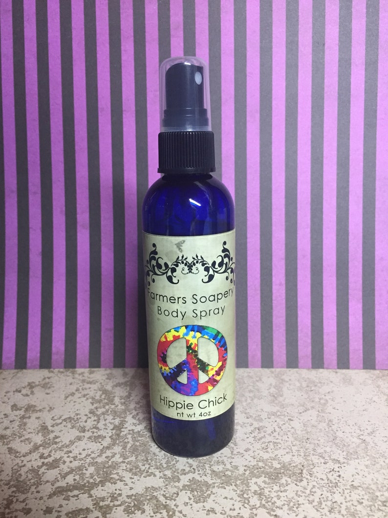 Hippie Chick Scented 4oz Body Spray Lavender Patchouli Body Spritz Fragrance Hair Conditioner Spray Perfume Scented Body Mist image 3