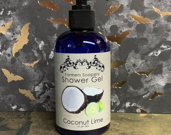 Coconut Lime Shower Gel, Body Wash, Liquid Soap, or Bubble Bath - 8oz