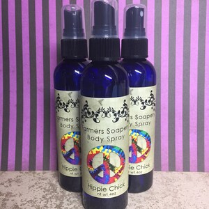 Hippie Chick Scented 4oz Body Spray Lavender Patchouli Body Spritz Fragrance Hair Conditioner Spray Perfume Scented Body Mist image 2