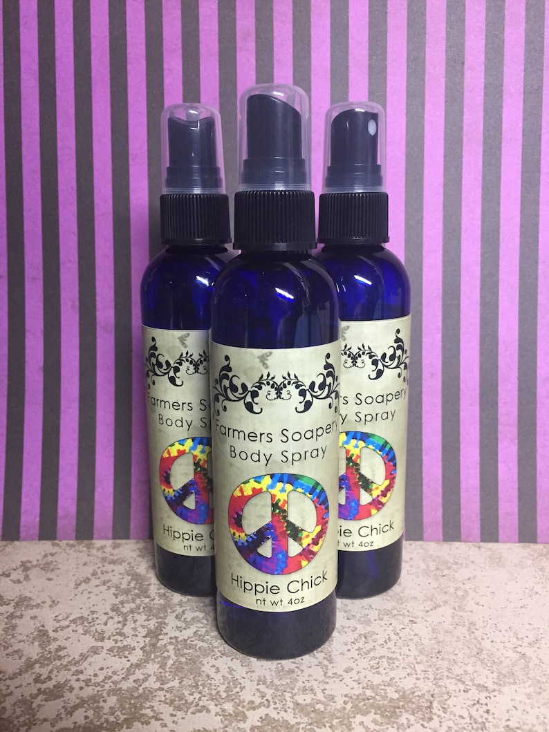 Hippie Chick Scented 4oz Body Spray Lavender Patchouli Body Spritz Fragrance Hair Conditioner Spray Perfume Scented Body Mist image 2