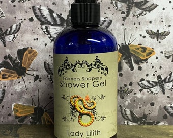 Lady Lilith Shower Gel - Liquid Soap, Body Wash, Bubble Bath - fruit, melon, sweet - 8oz - Vegan, Hypoallergenic, Cruelty-Free Soap