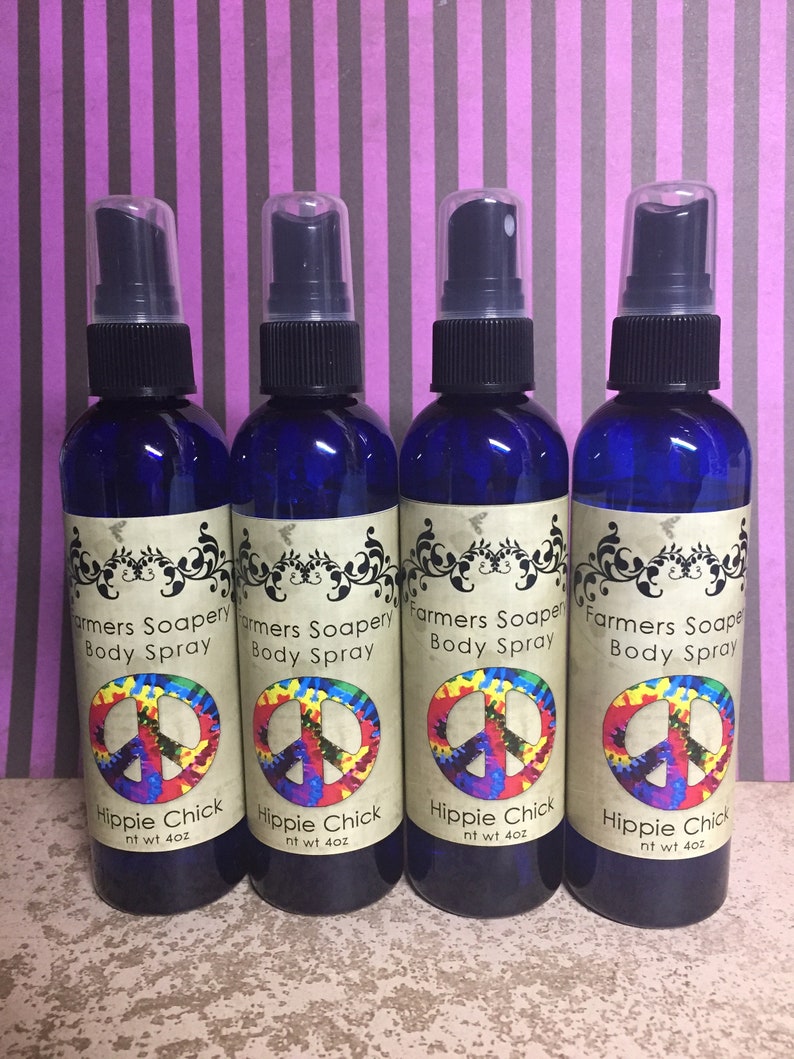 Hippie Chick Scented 4oz Body Spray Lavender Patchouli Body Spritz Fragrance Hair Conditioner Spray Perfume Scented Body Mist image 5