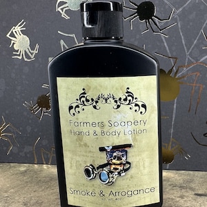 Smoke & Arrogance Hand Body Lotion 4oz Moisturizing Scented Tobacco Leaf Amber Spices Moisturizing Lotion for Dry Skin on Face, Body, Hands
