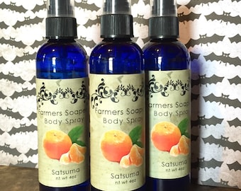 Satsuma Mandarin Scented 4oz Body Spray Body Spritz Fragrance Hair Conditioner Spray Perfume Scented Body Mist