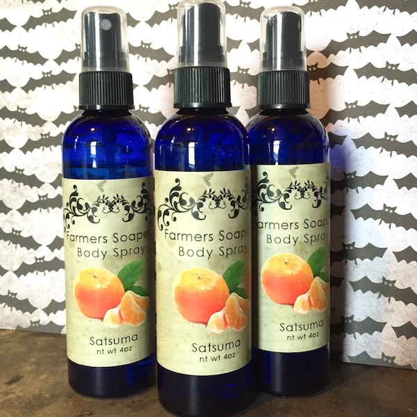 Satsuma Mandarin Scented 4oz Body Spray Body Spritz Fragrance Hair Conditioner Spray Perfume Scented Body Mist