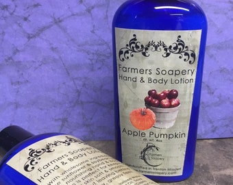 Apple Pumpkin Hand & Body Lotion 4oz Moisturizing Scented, warm and inviting Moisturizing Lotion for Dry Skin on Face, Body, Hands