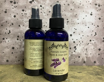 Lavender Room & Linen Spray 4oz Bottle - with essential oil Air Freshener Room Spritz Home Fragrance Refresher Car Spray for Pet Odor