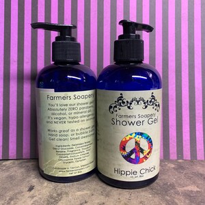 Hippie Chick Shower Gel Liquid Soap, Body Wash, Bubble Bath 8oz Vegan, Hypoallergenic, Cruelty-Free Soap image 3