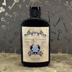 Valkyrie Hand & Body Lotion 4oz Scented Moisturizing Lotion for Dry Skin on Face, Body, Hands amber, mimosa, vanilla musk, apricot