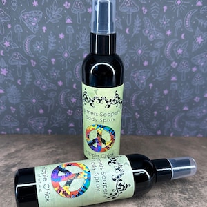 Hippie Chick Scented 4oz Body Spray Lavender Patchouli Body Spritz Fragrance Hair Conditioner Spray Perfume Scented Body Mist