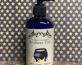 Witches Brew Shower Gel - Liquid Soap, Body Wash, Bubble Bath - 8oz - Vegan, Hypoallergenic, Cruelty-Free Soap