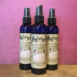 Birthday Cake Scented 4oz Body Spray - Vanilla Cake, Sweet Frosting Body Spritz Fragrance Hair Conditioner Spray Perfume Scented Body Mist