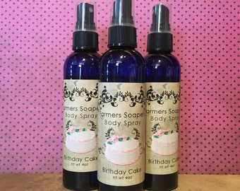 Birthday Cake Scented 4oz Body Spray - Vanilla Cake, Sweet Frosting Body Spritz Fragrance Hair Conditioner Spray Perfume Scented Body Mist