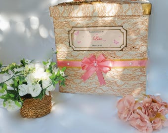 Urna de cartón personalizada – boda, comunión, bautizo, cumpleaños, jubilación.