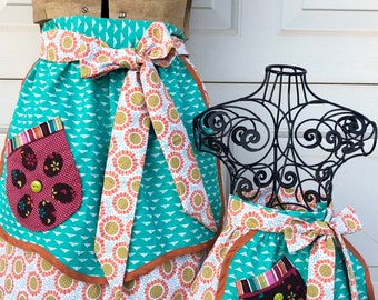 Mother Daughter matching Apron Set Half Aprons