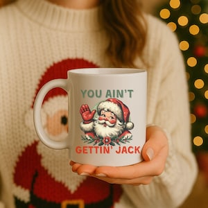 Funny Santa Christmas Mug Retro Santa Coffee Mug for Holiday Gift White Elephant Mug Sassy Christmas Cup Sarcastic Santa 11oz Mug