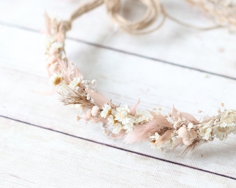 Noalie SET dried newborn flower crown  blush pink stretch sweater knit wrap posing fabric pearl wrap