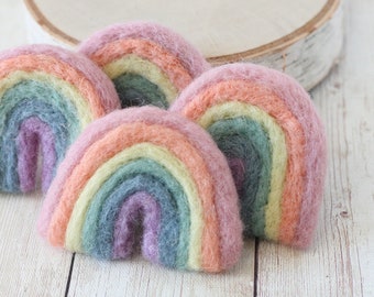 Needle felted pastel rainbow baby newborn photography prop felt