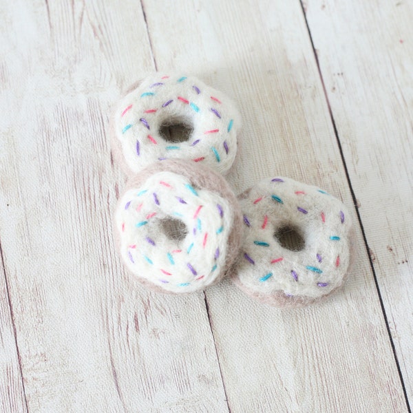 felted felt donut white sprinkles felt food wool newborn photography prop