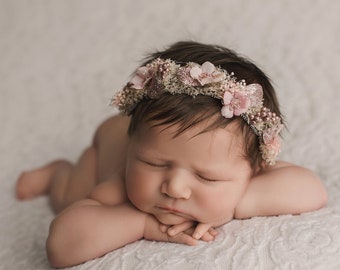 Hudson rose gold glitter leaf newborn flower crown tieback headband photography prop