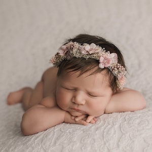 Hudson rose gold glitter leaf newborn flower crown tieback headband photography prop