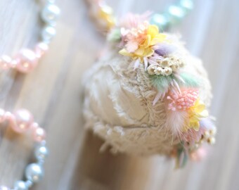 easterly spring dried flower crown pastel rainbow