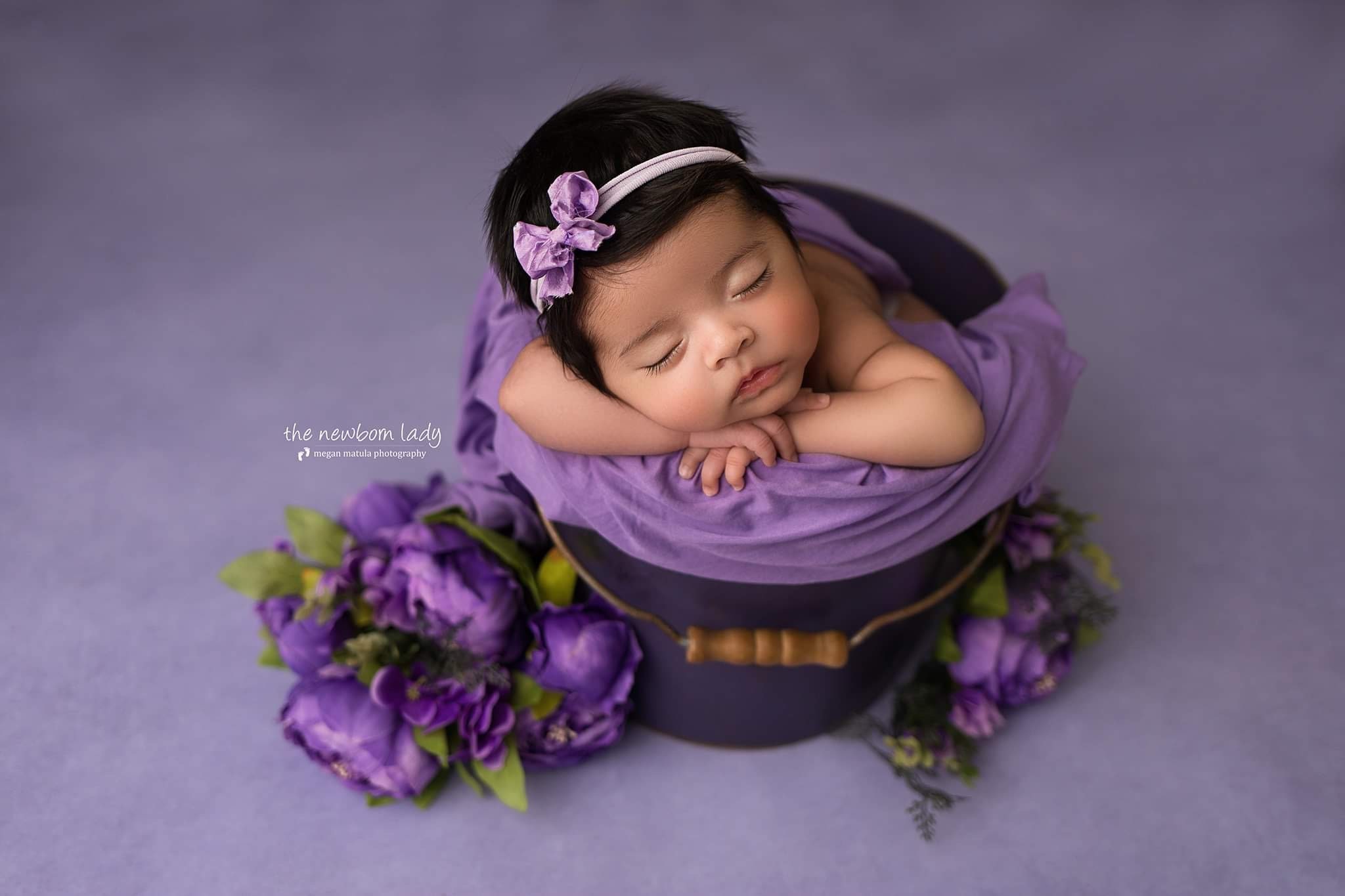 Leila lavender lilac purple newborn simple bow silk bow headband tieback halo