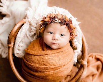 Ramona pumpkin mustard burnt orange dried floral newborn flower crown tieback
