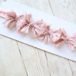 petal pastel true pink simple lace and silk bow newborn headband halo photography prop