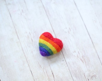 Needle felted heart rainbow baby newborn photography prop felt